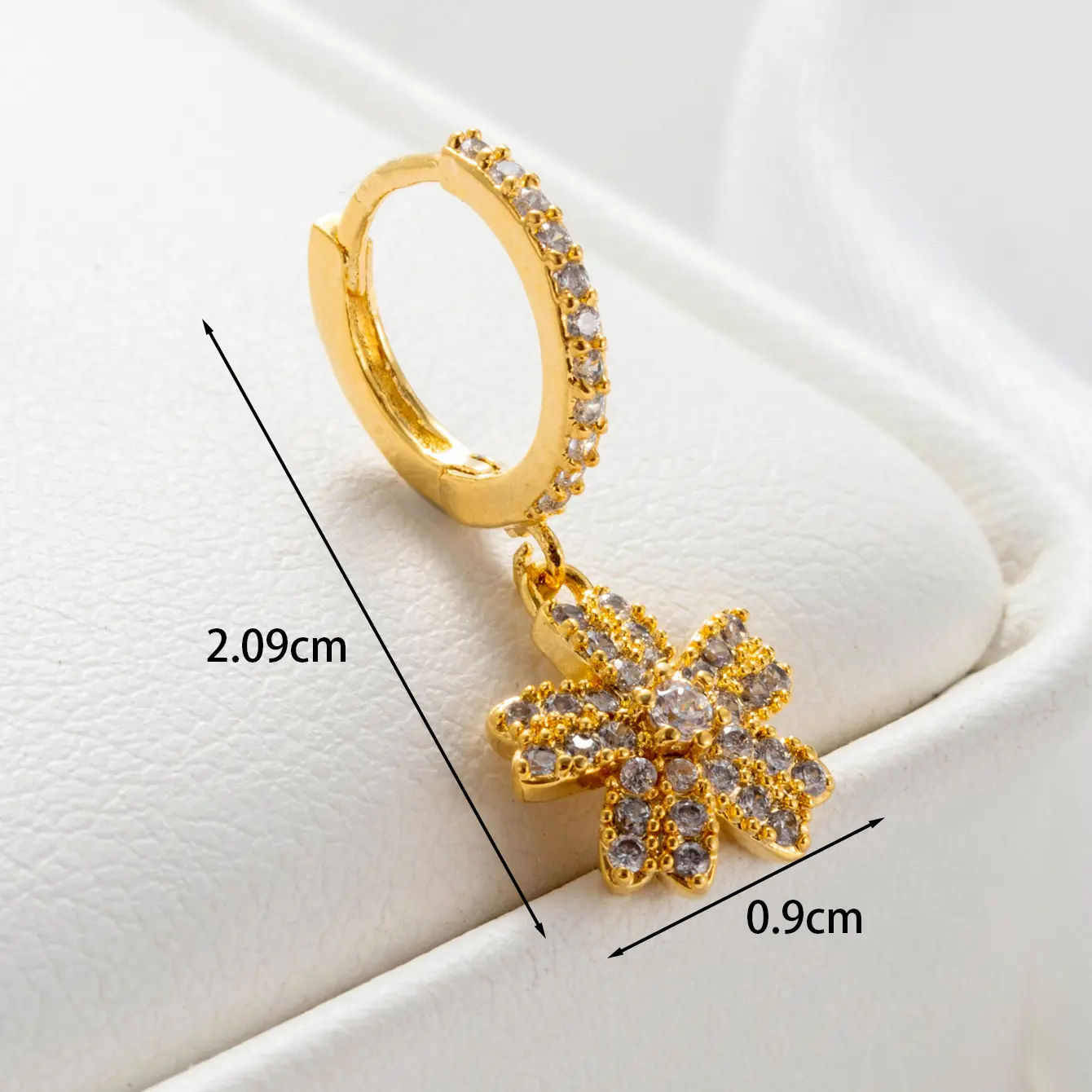 1 Piece Simple Series  Flower Copper 18K Gold Plated Zircon Women's Dangle Earrings h5 